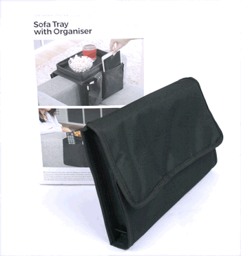 Bandeja para el brazo de sofá con bolsillos para mandos, Ipad o lo que se te ocurra