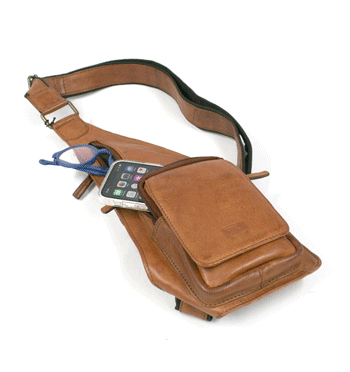 Bandolera cruzada de piel para la ciudad o viajes color beige - Solohombre