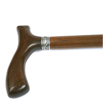 Bastón de madera de Mongoy y aro de plata