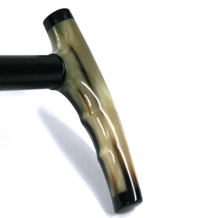 Bastón de palo de ébano y empuñadura de asta