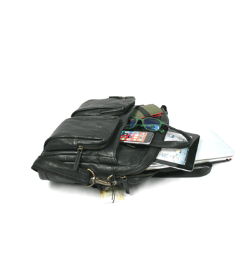 Bolso bandolera porta-documentos  y portátil de 16 pulgadas de piel color negro - Solohombre