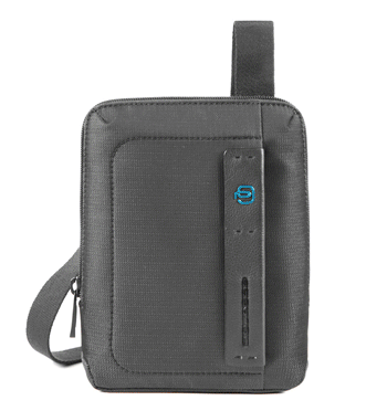 Bolso bandolera mini con bolsillo frontal con cremallera color negro marca Piquadro - Solohombre