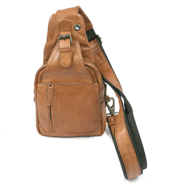 Bolso cruzado en piel envejecida color beige - Solohombre