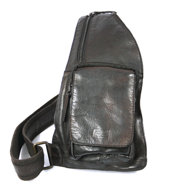 Bandolera cruzada de piel marrón envejecida - Solohombre