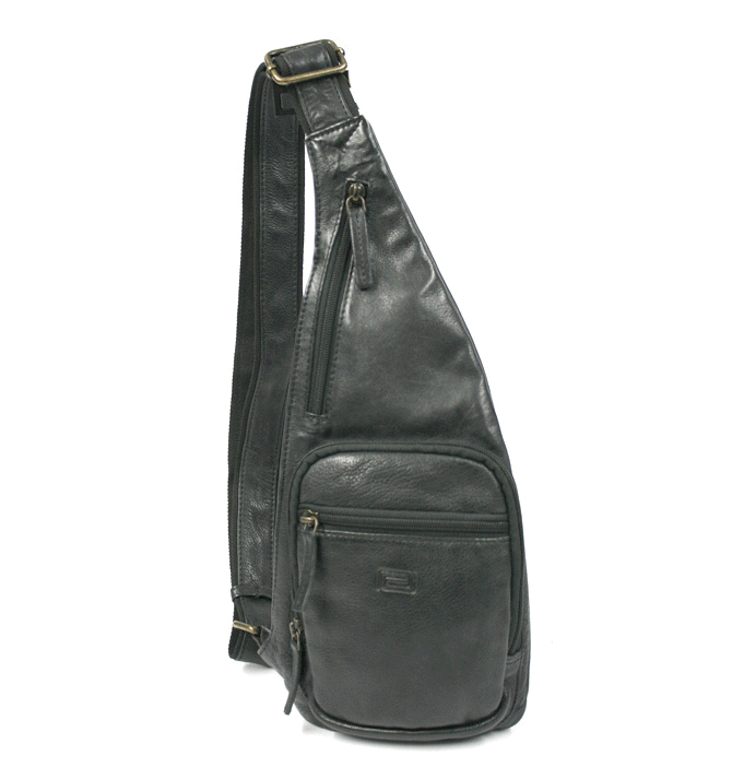 Bolso zurrón para cruzar de piel negra - Solohombre