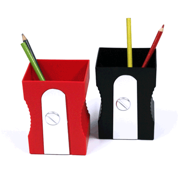 Bote de lápices divertido con forma de sacapuntas