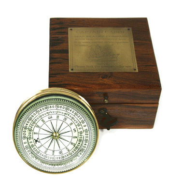 Réplica de Brújula antigua con lupa con caja de madera