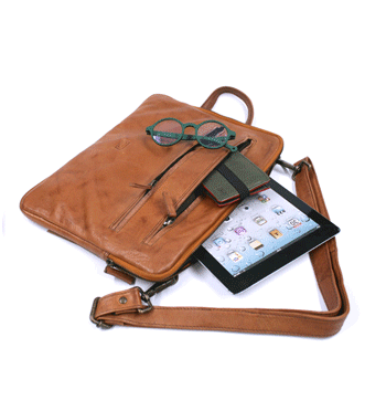 Carpeta portafolios porta Ipad de piel envejecida color habana