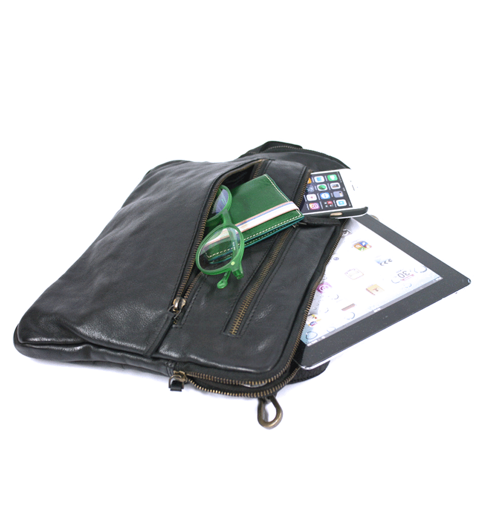 Carpeta portafolios porta Ipad de piel envejecida color negro - Solohombre