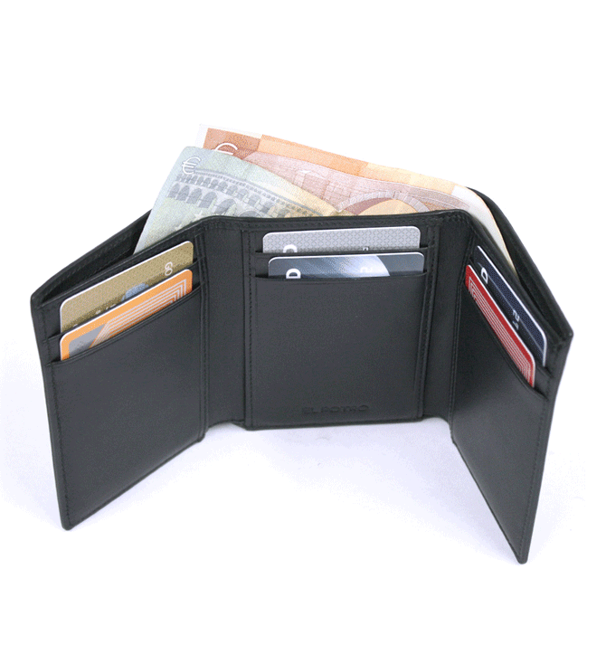 Cartera de piel vacuno con billetera y tarjetero desplegable marca el Potro para una organización ¡perfecta!