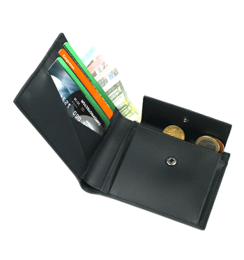 Cartera billetero tarjetero y monedero de piel color azul - Solohombre