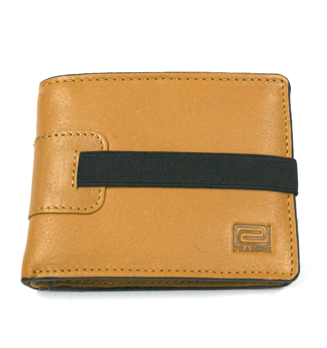 Cartera de piel billetera tarjetero con monedero color mostaza -Solohombre