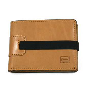 Cartera de piel vacuno color mostaza con billetera, monedero y cierre elástico - Solohombre