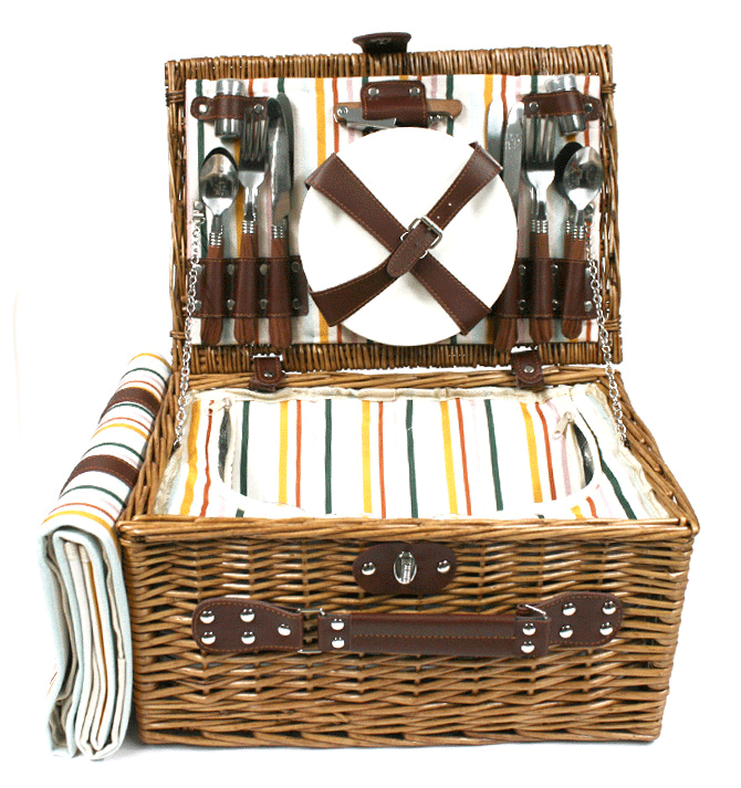 Cesta Pic-nic para 4 personas de mimbre ¡Disfruta de un día de campo! - Solohombre