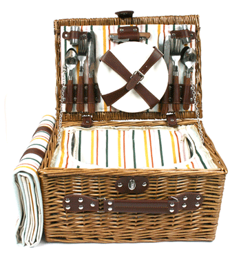 Cesta Pic-nic para 4 personas de mimbre ¡Disfruta de un día de campo! - Solohombre