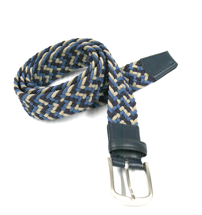 Cinturón elástico azul celeste y beige - Solohombre