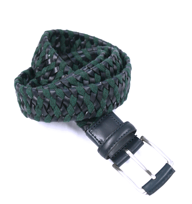 Cinturón elástico de piel y algodón marca Solohombre color verde - Solohombre