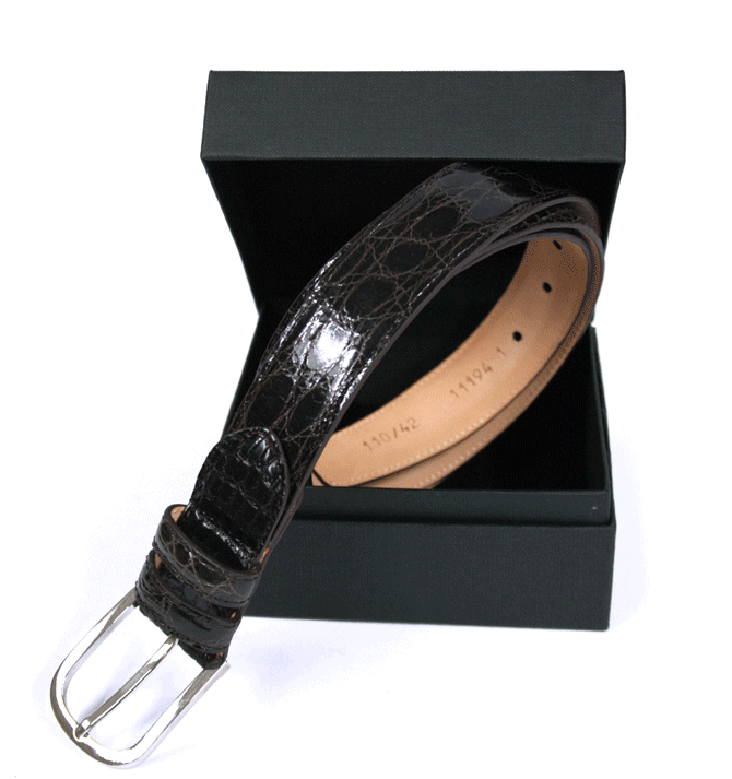 Cinturón de autentica cocodrilo color marrón