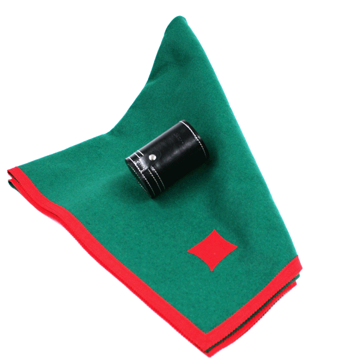 Conjunto de tapete de juegos y cubilete con dados