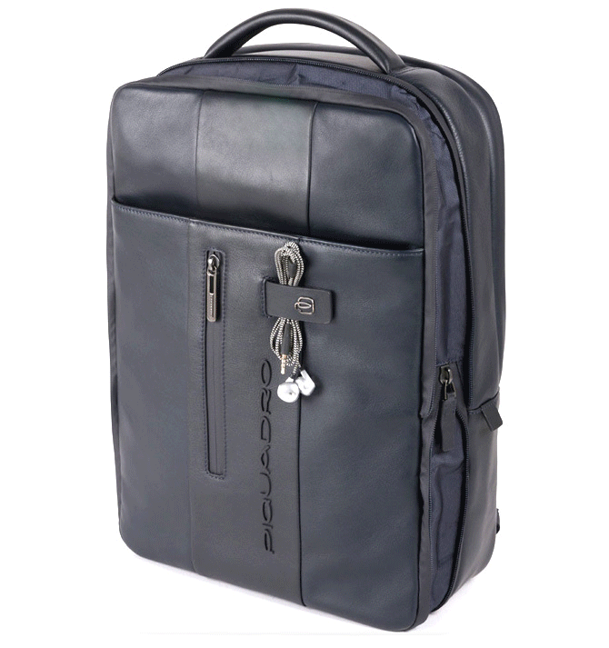 Mochila ejecutivo de vestir con cable anti robo marca Piquadro color azul - Solohombre