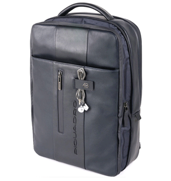 Mochila ejecutivo de vestir con cable anti robo marca Piquadro color azul - Solohombre