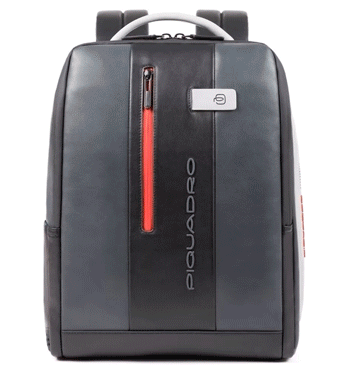 ¡Espectacular! mochila de piel color negro con detalles en gris y rojo marca Piquadro - Solohombre