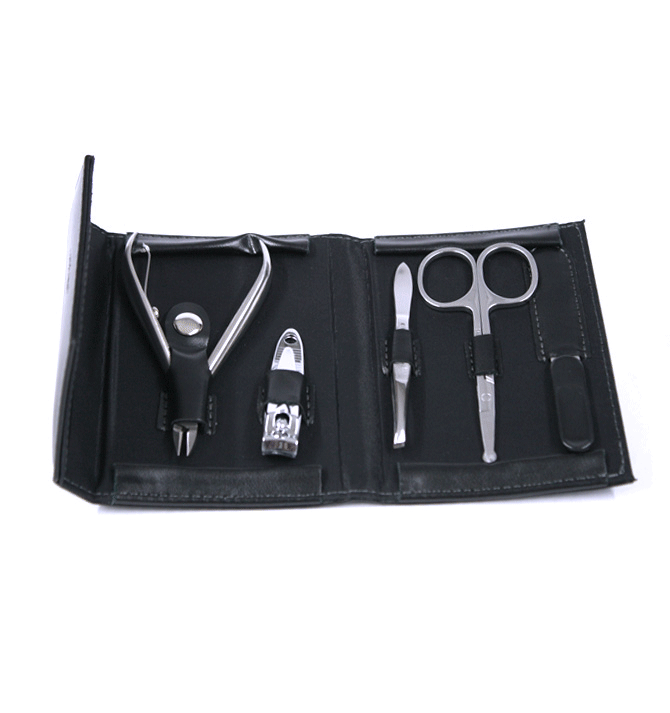 Estuche neceser color negro para el aseo de uñas y pedicura - Solohombre
