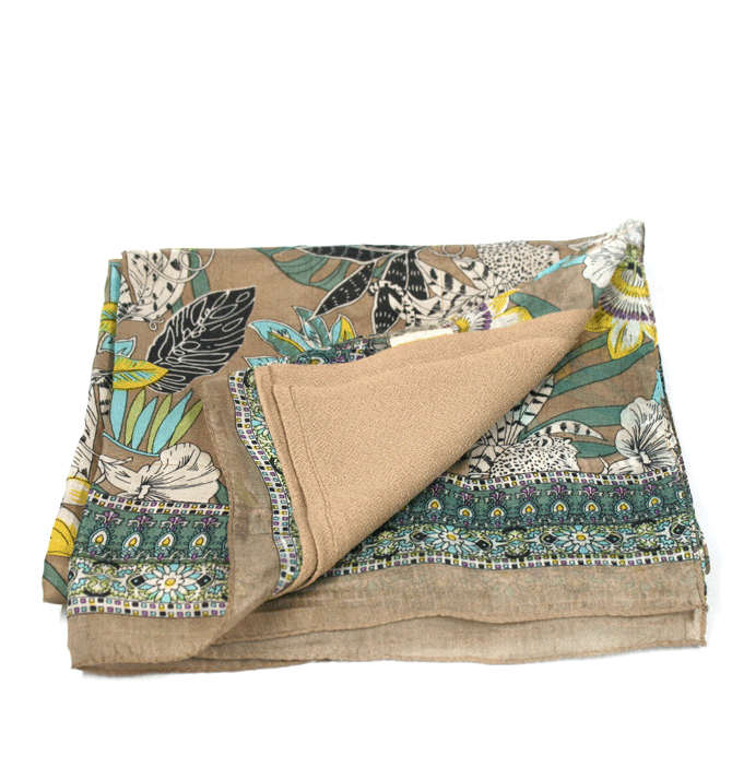 Foulard de seda natural doble cara con dibujo de flores - Solohombre
