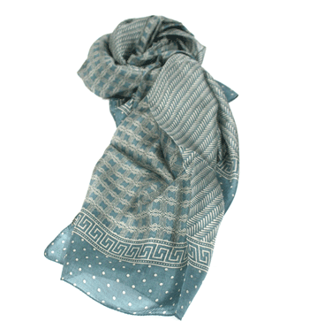 Foulard ¡elegante! de seda natural de color azul verdoso y beige