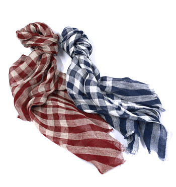 Foulard hombre a cuadros de lino y algodón