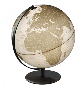 Globo terráqueo con luz de 30 cms de diámetro y estructura negra