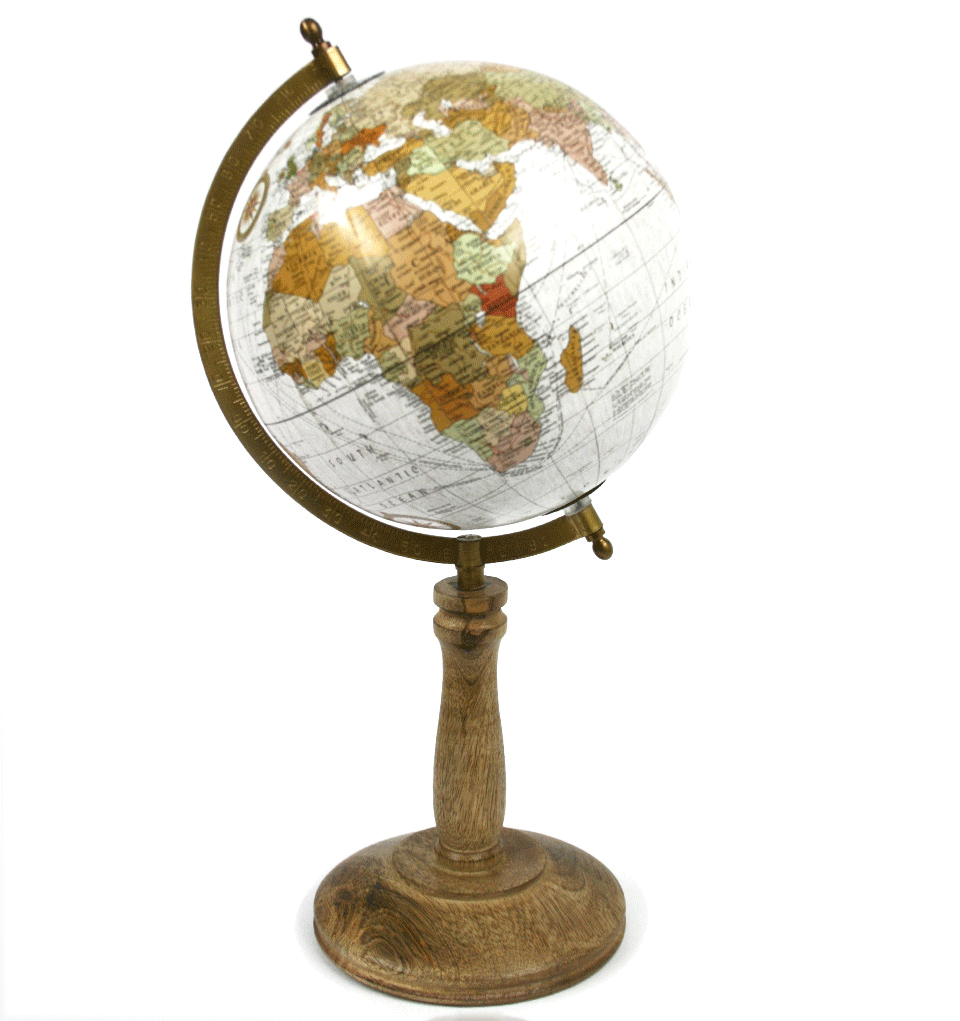 Globo terráqueo 20 cms con pie de madera - Solohombre