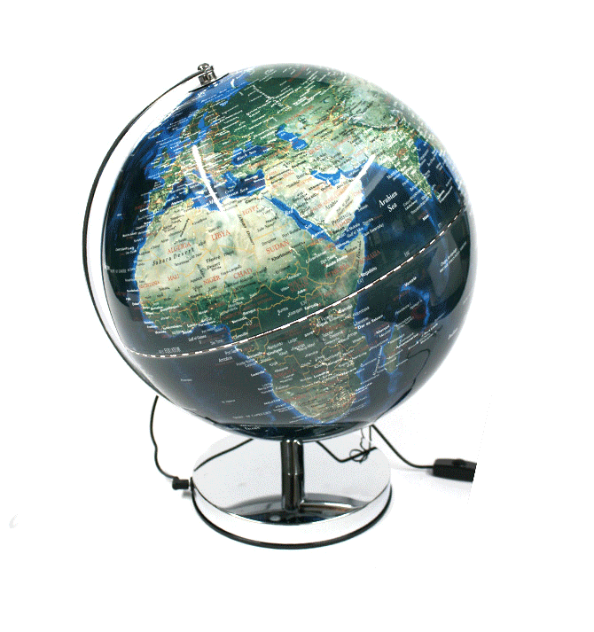 Globo terráqueo 31cms de diámetro color azul con luz - Solohombre