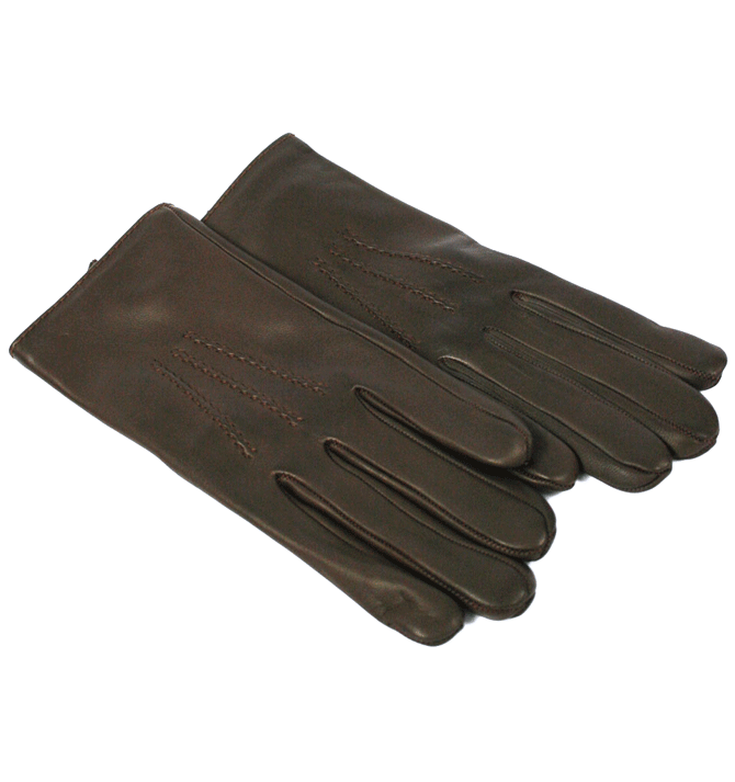 Guantes de piel marrón con forro de lana y cachemire