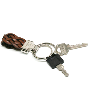 Llavero de piel trenzada y doble anilla - Solohombre