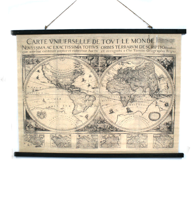 Mapa mundi envejecido para colgar en tu despacho o casa