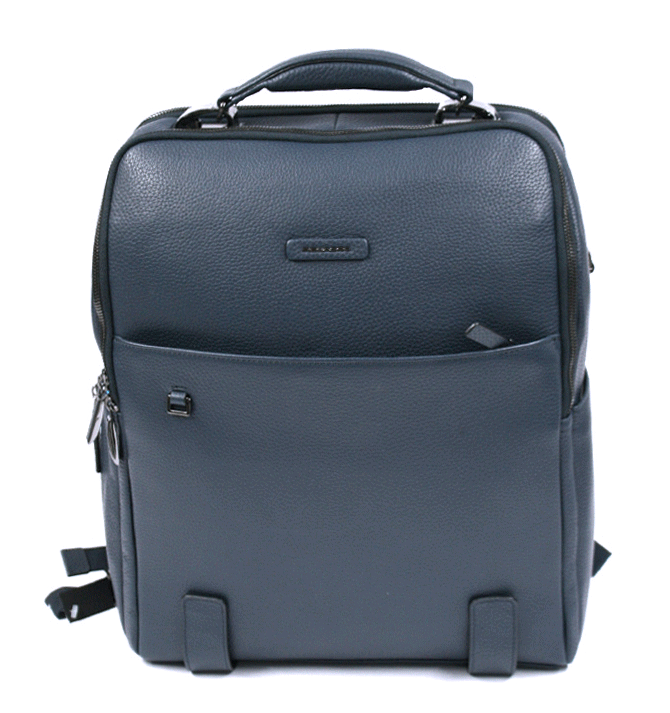 Mochila de piel marca Piquadro de color azul - Solohombre