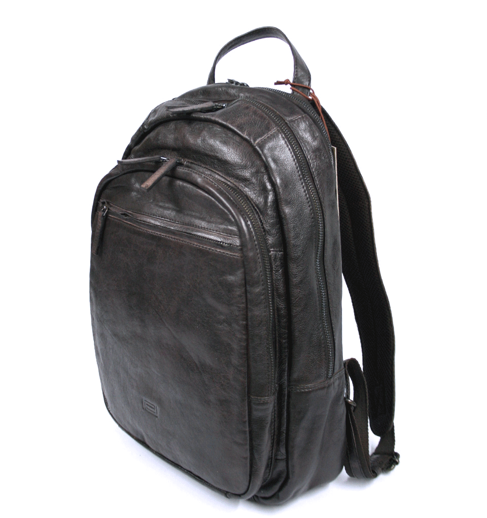 Mochila de trabajo piel envejecida color marrón oscuro