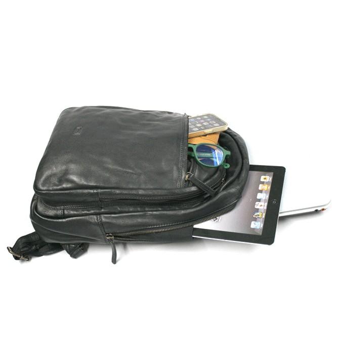 Mochila de trabajo piel envejecida color negro - Solohombre