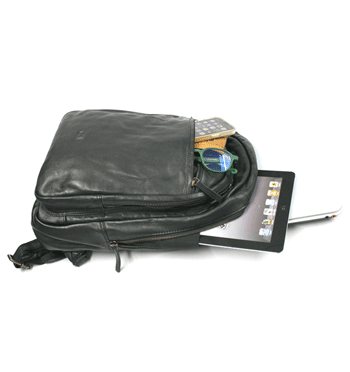 Mochila de trabajo piel envejecida color negro - Solohombre