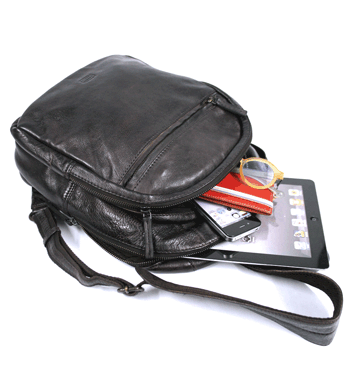 Mochila pequeña piel envejecida color marrón oscuro - Solohombre