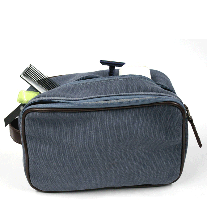 Neceser bolsa de aseo de lona color azul - Solohombre