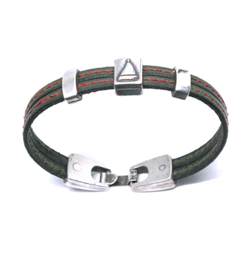 Pulsera de piel verdosa con detalle de velero - Solohombre