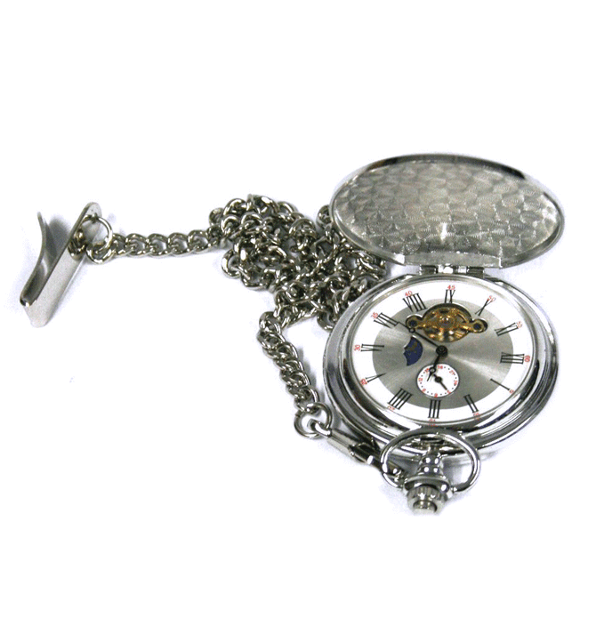 Reloj de bolsillo con fase lunar y maquinaria a la vista - Solohombre