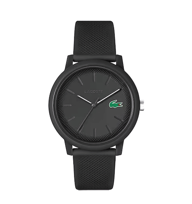 Reloj de pulsera con esfera y correa negra de silicona marca Lacoste - Solohombre