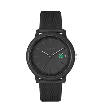 Reloj de pulsera con esfera y correa negra de silicona marca Lacoste - Solohombre