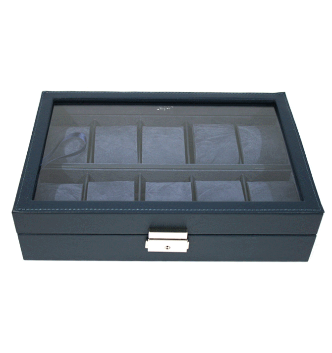 Relojero caja para guardar 10 relojes de color azul -Solohombre