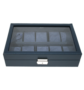 Relojero caja para guardar 10 relojes de color azul -Solohombre