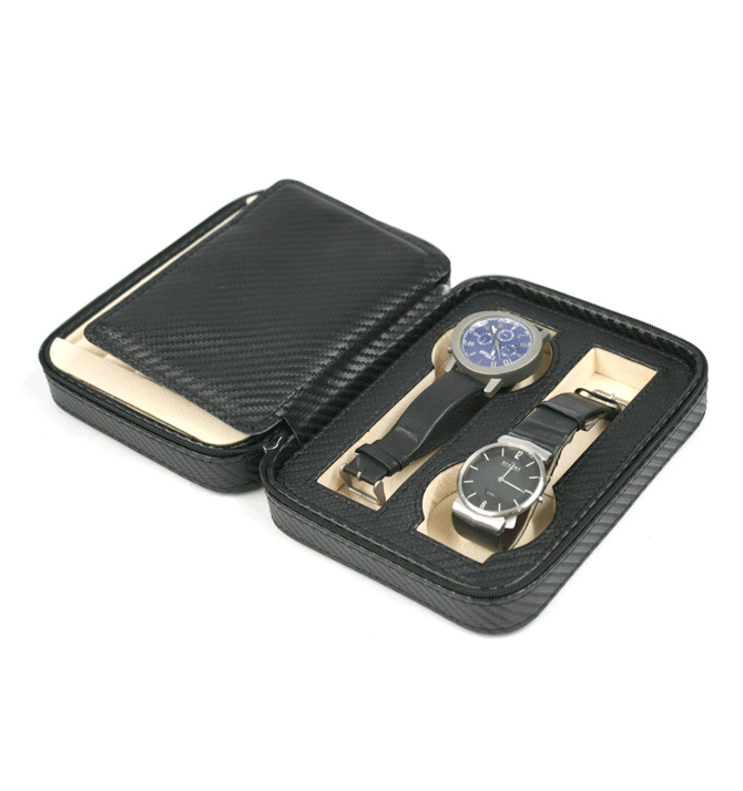 Relojero joyero de viaje de símil piel color negro - Solohombre