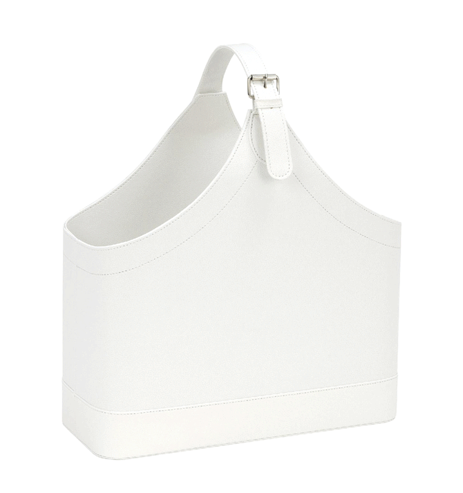 Revistero para despacho o casa de símil piel color blanco